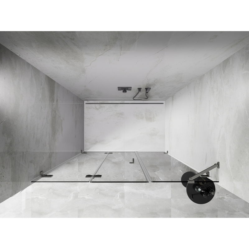 Mexen Lunar-F folding shower door left 125 cm, transparent, brushed nickel - 836S-125-050-97-00-L