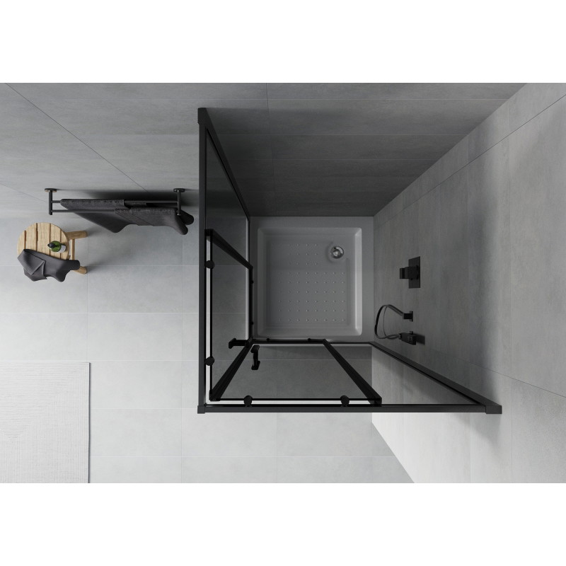 Mexen Rio square shower cabin 80 x 80 cm, graphite, black + shower tray, white - 860-080-080-70-40-4510