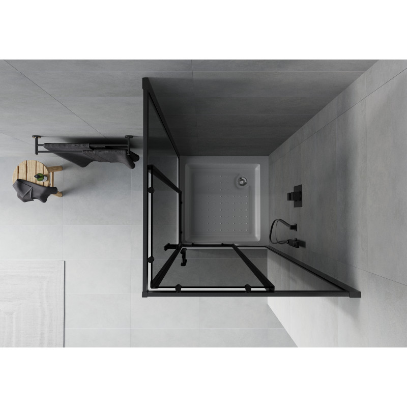 Mexen Rio square shower cabin 80 x 80 cm, graphite, black + tray, white - 860-080-080-70-40-4510
