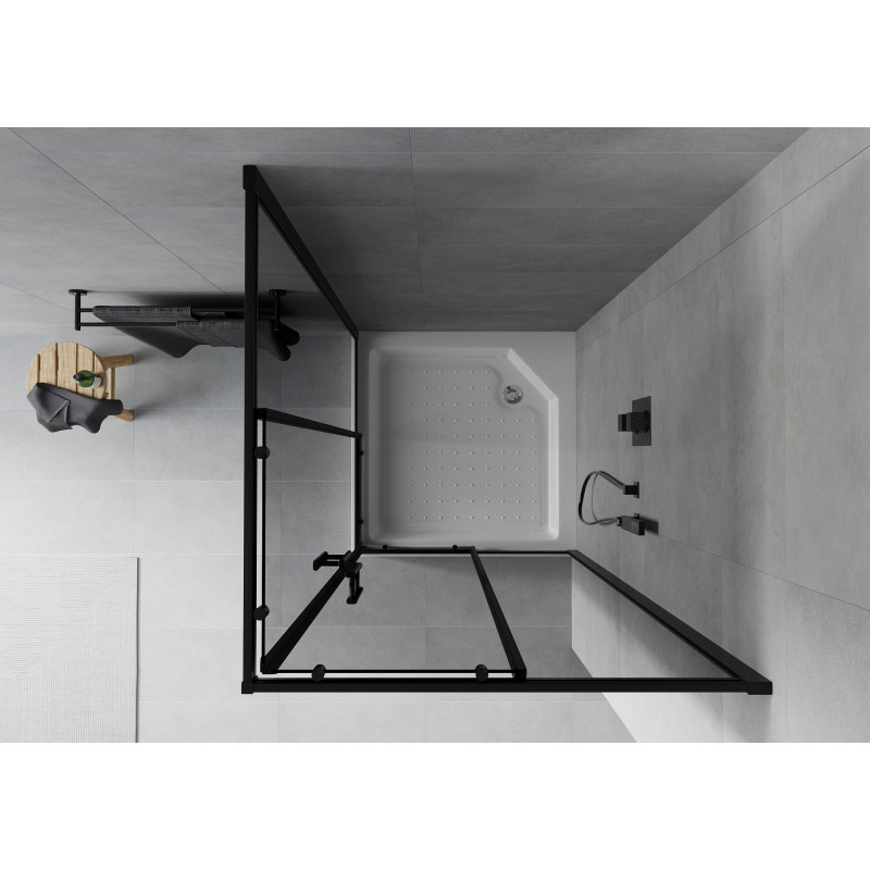Mexen Rio square shower enclosure 90 x 90 cm, graphite, black + tray, white - 860-090-090-70-40-4510