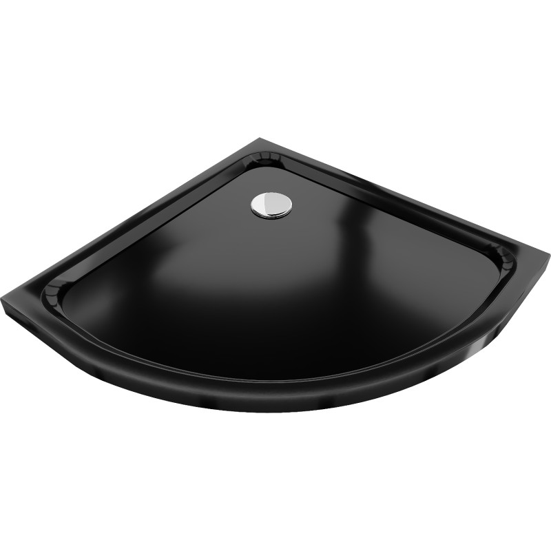 Mexen Flat semi-circular shower tray slim 100 x 100 cm, black, chrome siphon - 41701010