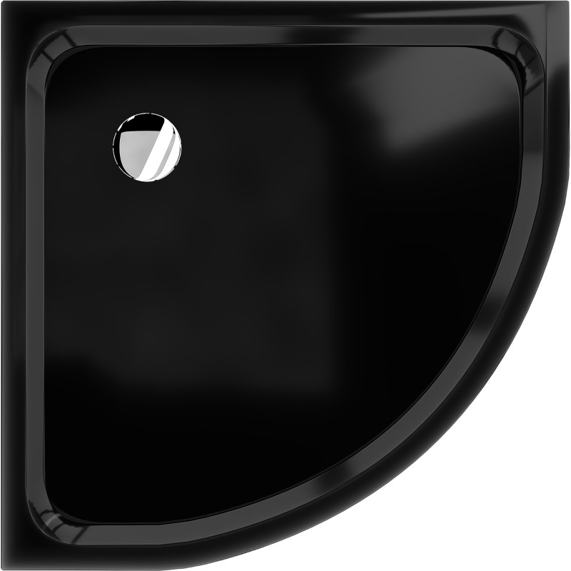 Mexen Flat semi-circular shower tray slim 100 x 100 cm, black, chrome siphon - 41701010