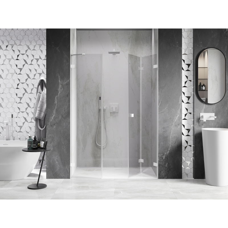 Mexen Lunar-F folding shower door right 150 cm, transparent, white - 836S-150-050-20-00-P