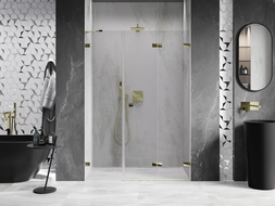 Mexen Lunar-F folding shower door right 120 cm, transparent, gold - 836S-120-050-50-00-P
