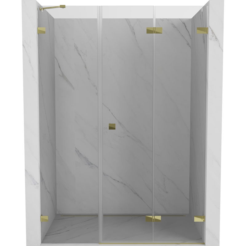 Mexen Lunar-F foldable shower doors right 145 cm, transparent, gold - 836S-145-050-50-00-P