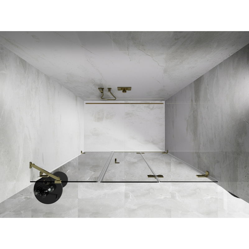 Mexen Lunar-F foldable shower doors right 145 cm, transparent, gold - 836S-145-050-50-00-P