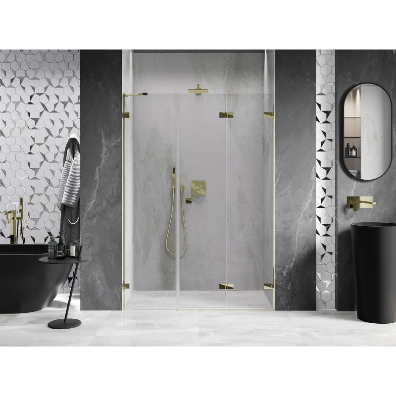 Mexen Lunar-F foldable shower door right 150 cm, transparent, gold - 836S-150-050-50-00-P