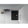 Mexen Flat rectangular slim shower tray 90 x 80 cm, black, chrome siphon - 40708090