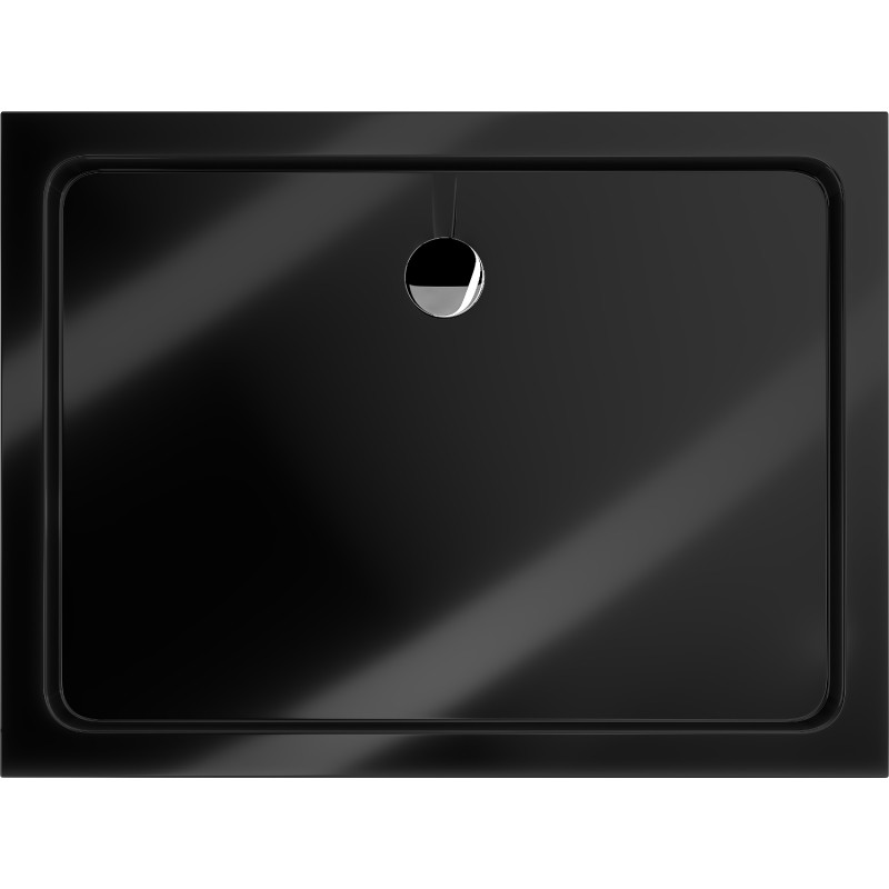 Mexen Flat rectangular slim shower tray 90 x 80 cm, black, chrome syphon - 40708090