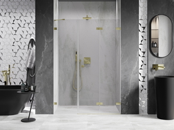 Mexen Lunar-F shower door folding right 120 cm, transparent, brushed gold - 836S-120-050-55-00-P