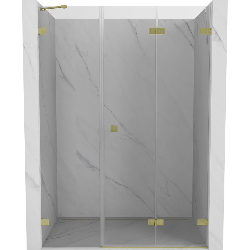Mexen Lunar-F 130 cm Folding Shower Door Right, Transparent, Brushed Gold - 836S-130-050-55-00-P