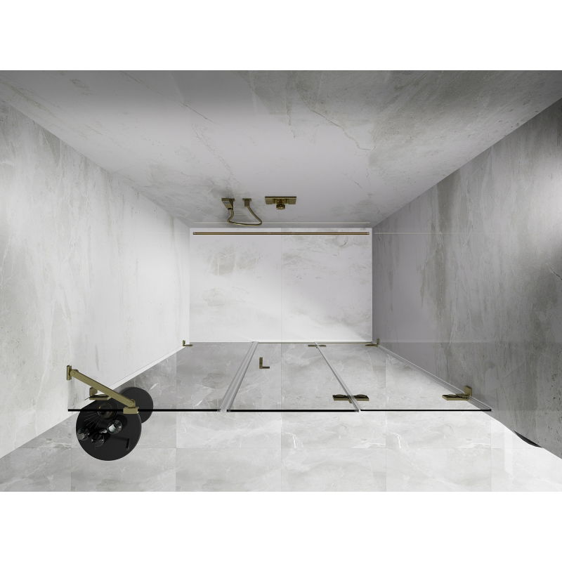 Mexen Lunar-F 130 cm Folding Shower Door Right, Transparent, Brushed Gold - 836S-130-050-55-00-P