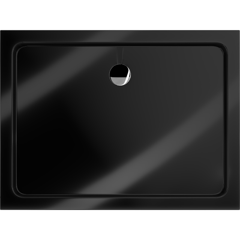 Mexen Flat rectangular shower tray slim 130 x 80 cm, black, chrome siphon - 40708013