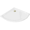 Mexen Flat semi-circular slim shower tray 100 x 100 cm, white, gold siphon - 41101010G