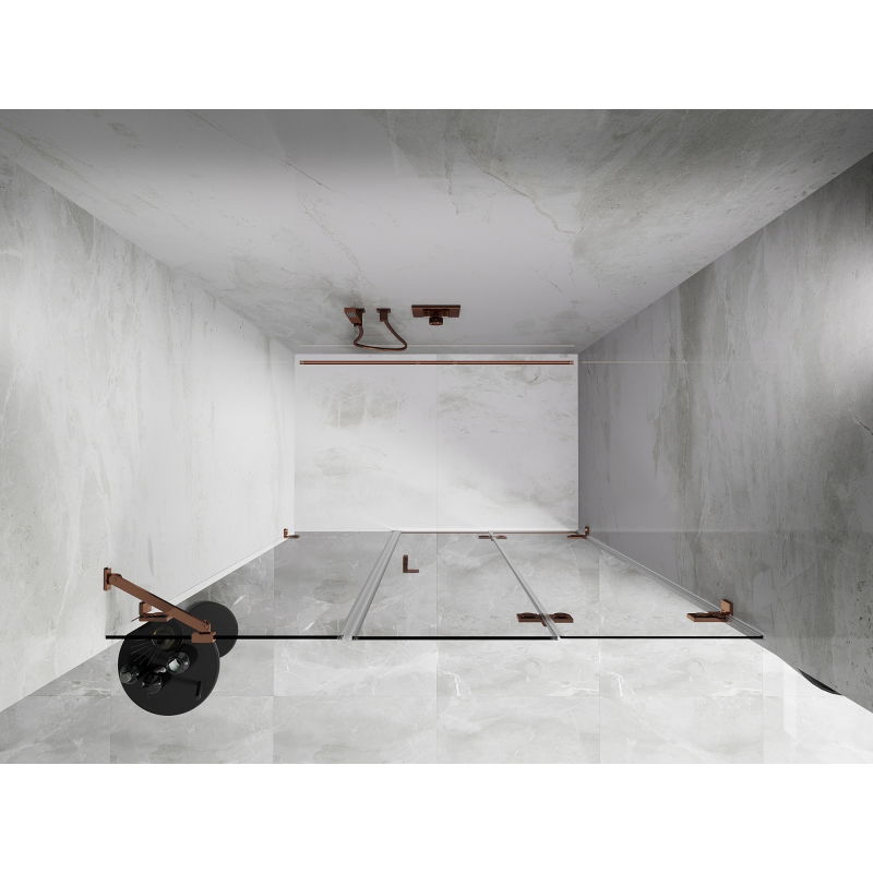 Mexen Lunar-F foldable shower door right 135 cm, transparent, rose gold - 836S-135-050-60-00-P