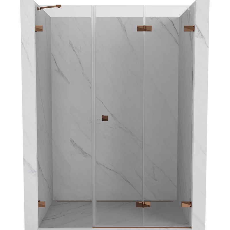 Mexen Lunar-F folding shower door right 140 cm, transparent, rose gold - 836S-140-050-60-00-P
