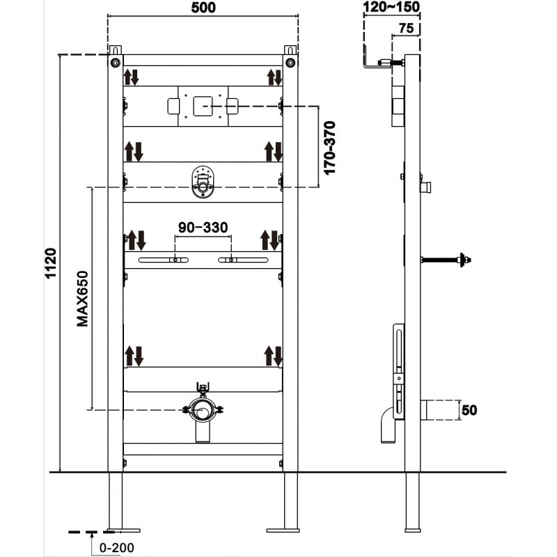 Mexen Tex P concealed frame for urinal - 61998