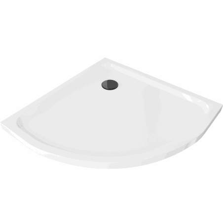Mexen Flat semicircular slim shower tray 100 x 100 cm, white, black siphon - 41101010B