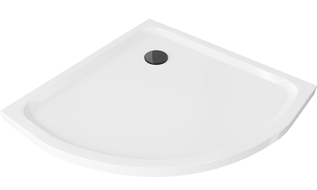 Mexen Flat half-round shower tray slim 100 x 100 cm, white, black siphon - 41101010B