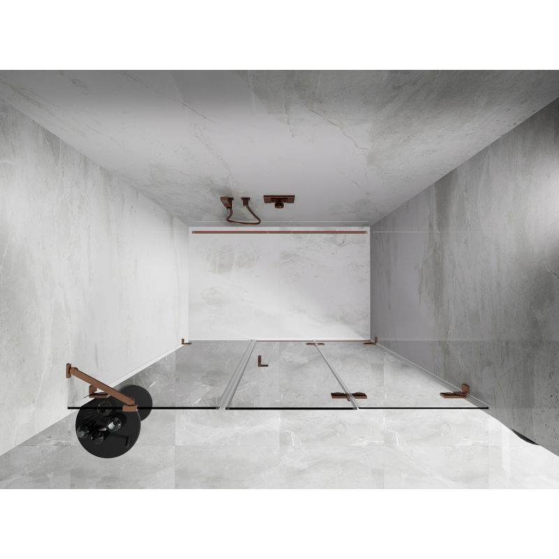 Mexen Lunar-F folding shower door right 120 cm, transparent, brushed copper - 836S-120-050-65-00-P