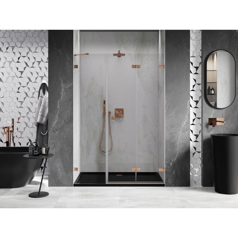 Mexen Lunar-F folding shower door right 125 cm, transparent, brushed copper - 836S-125-050-65-00-P
