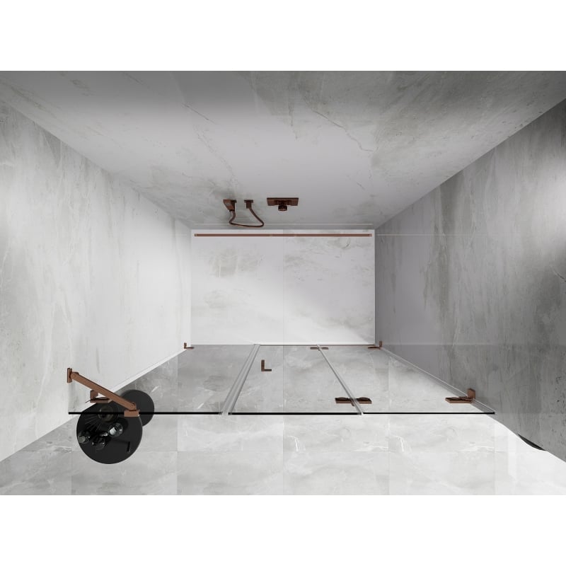 Mexen Lunar-F folding shower door right 140 cm, transparent, brushed copper - 836S-140-050-65-00-P