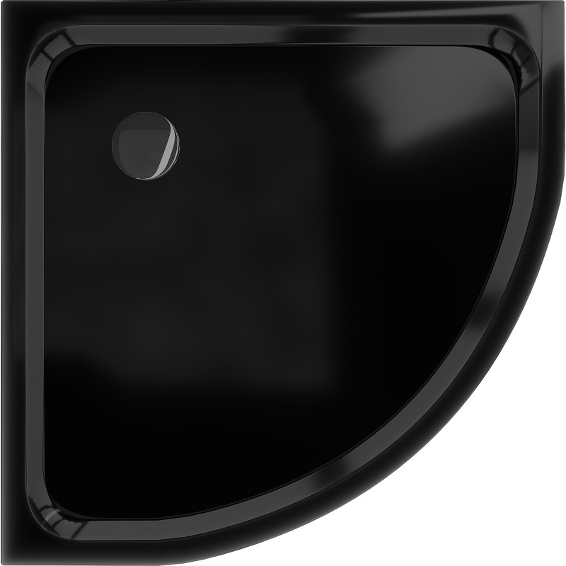 Mexen Flat slim semicircular shower tray 100 x 100 cm, black, black siphon - 41701010B