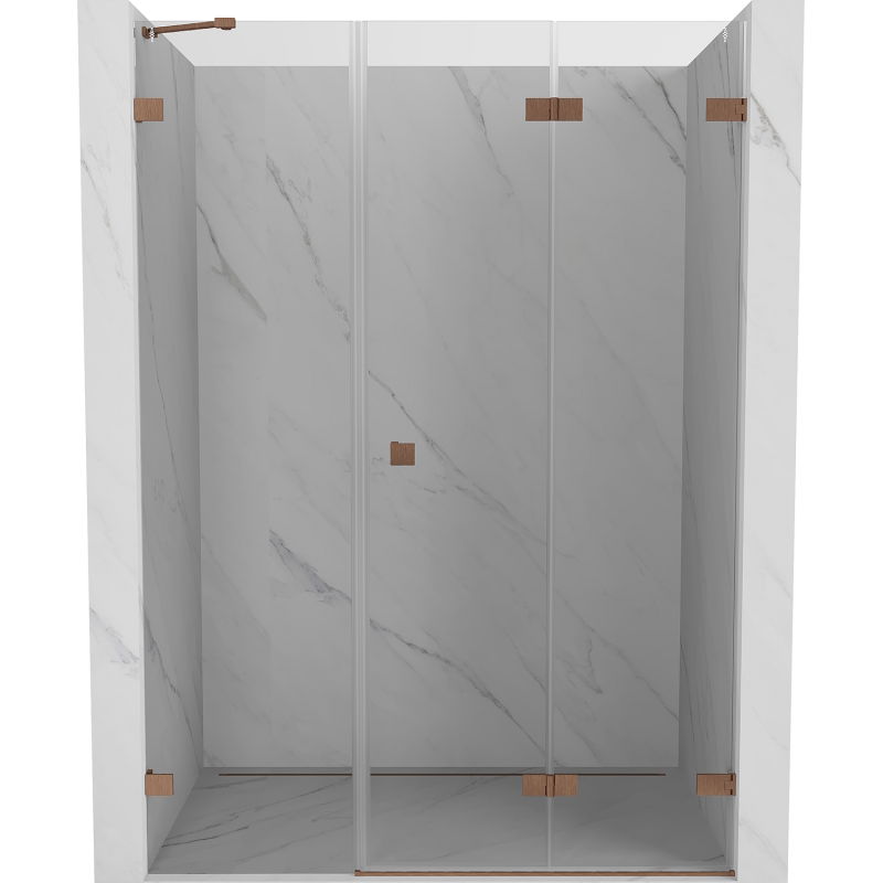 Mexen Lunar-F folding shower doors right 145 cm, transparent, brushed copper - 836S-145-050-65-00-P