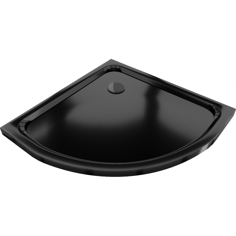 Mexen Flat semi-circular slim shower tray 100 x 100 cm, black, black siphon - 41701010B