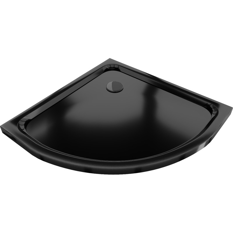 Mexen Flat slim semicircular shower tray 100 x 100 cm, black, black siphon - 41701010B