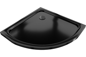 Mexen Flat slim semicircular shower tray 100 x 100 cm, black, black siphon - 41701010B