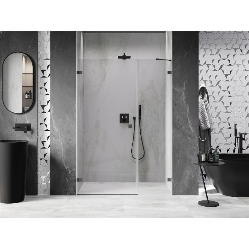 Mexen Lunar-B 125 cm Left Hinged Shower Door, Transparent, Gun Metal - 832S-125-050-95-00-L