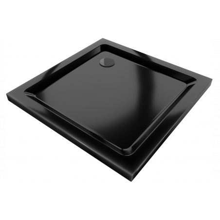 Mexen Flat slim square shower tray 70 x 70 cm, Black, Black siphon - 40707070B
