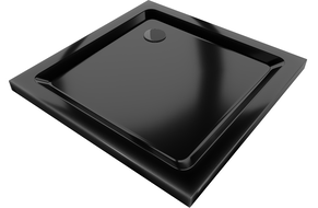 Mexen Flat square shower tray slim 70 x 70 cm, black, black siphon - 40707070B
