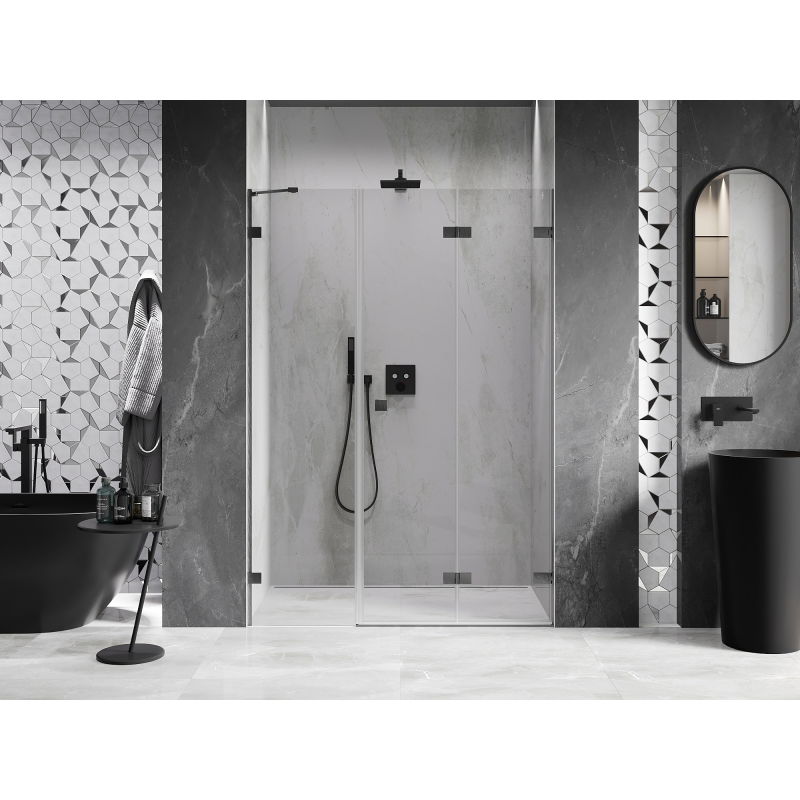 Mexen Lunar-F folding shower door right 135 cm, transparent, brushed gun gray - 836S-135-050-66-00-P