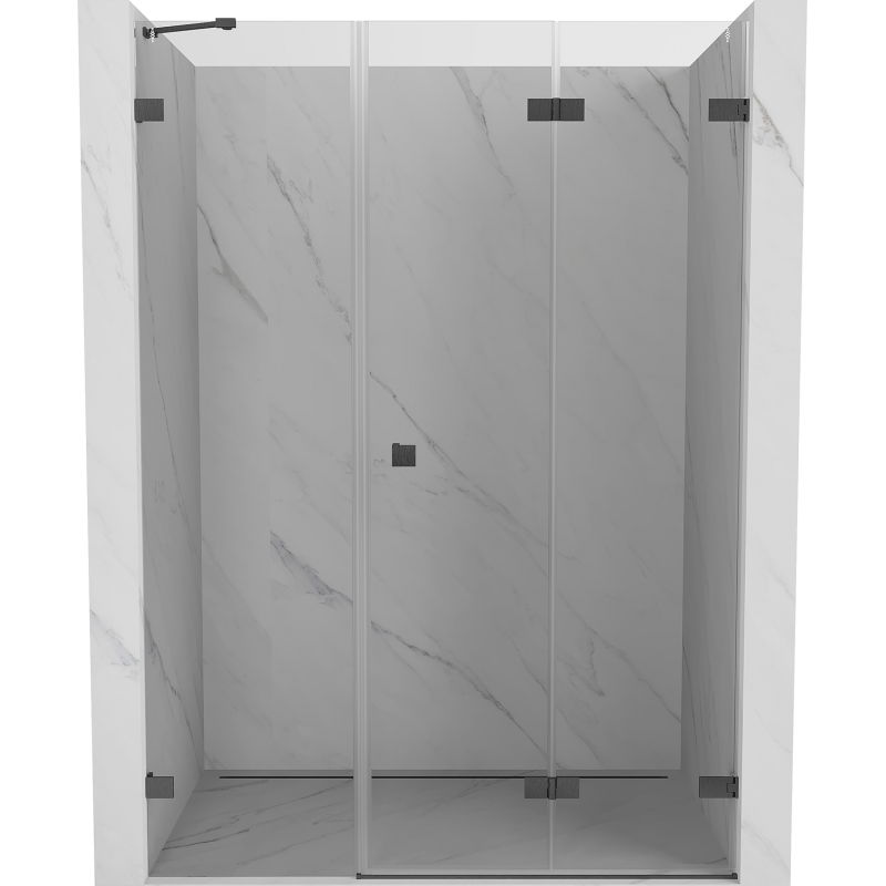 Mexen Lunar-F 140 cm Right Folding Shower Door, Transparent, Brushed Gun Gray - 836S-140-050-66-00-P