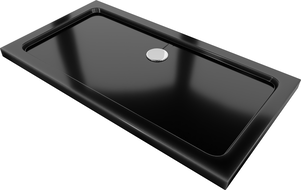 Mexen Flat slim rectangular shower tray 140 x 70 cm, Black, chrome siphon - 40707014