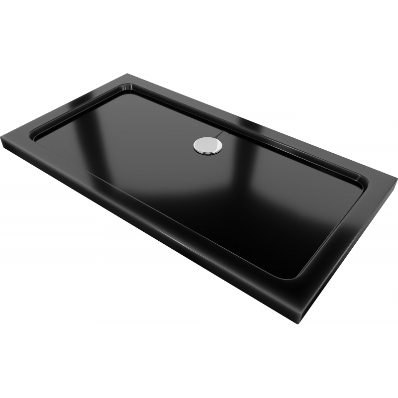 Mexen Flat slim rectangular shower tray 120 x 70 cm, Black, chrome siphon - 40707012