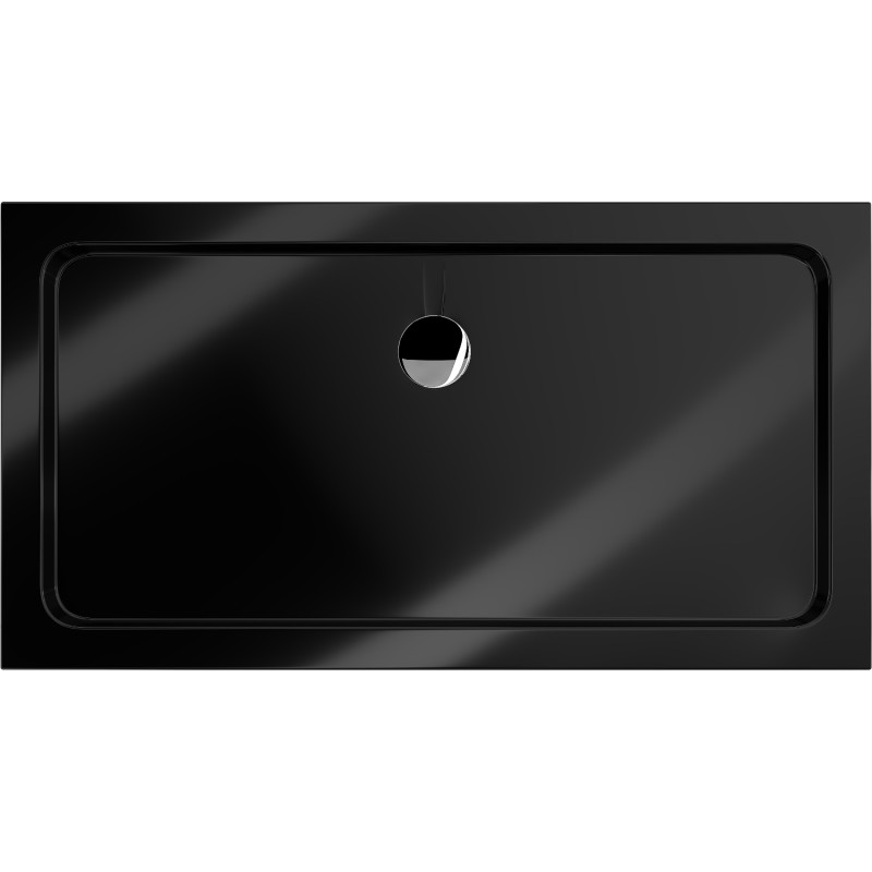 Mexen Flat rectangular slim shower tray 120 x 70 cm, black, chrome siphon - 40707012