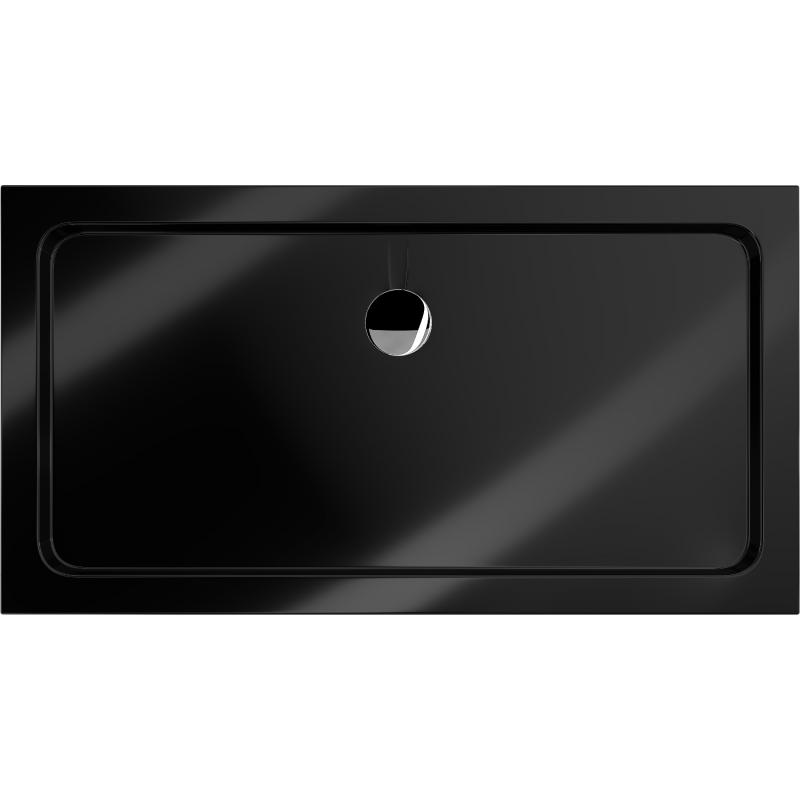Mexen Flat rectangular slim shower tray 120 x 70 cm, black, chrome waste - 40707012
