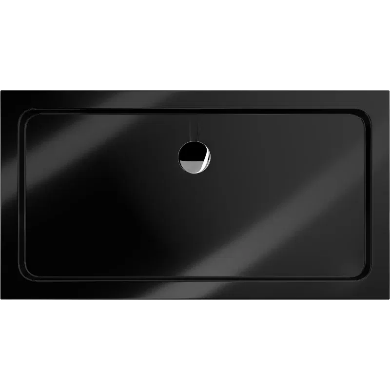Mexen Flat slim rectangular shower tray 130 x 70 cm, black, chrome siphon - 40707013