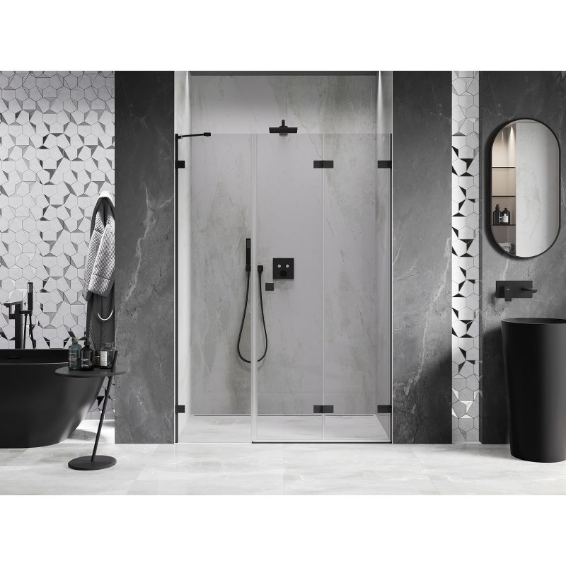 Mexen Lunar-F right folding shower door 115 cm, transparent, black - 836S-115-050-70-00-P