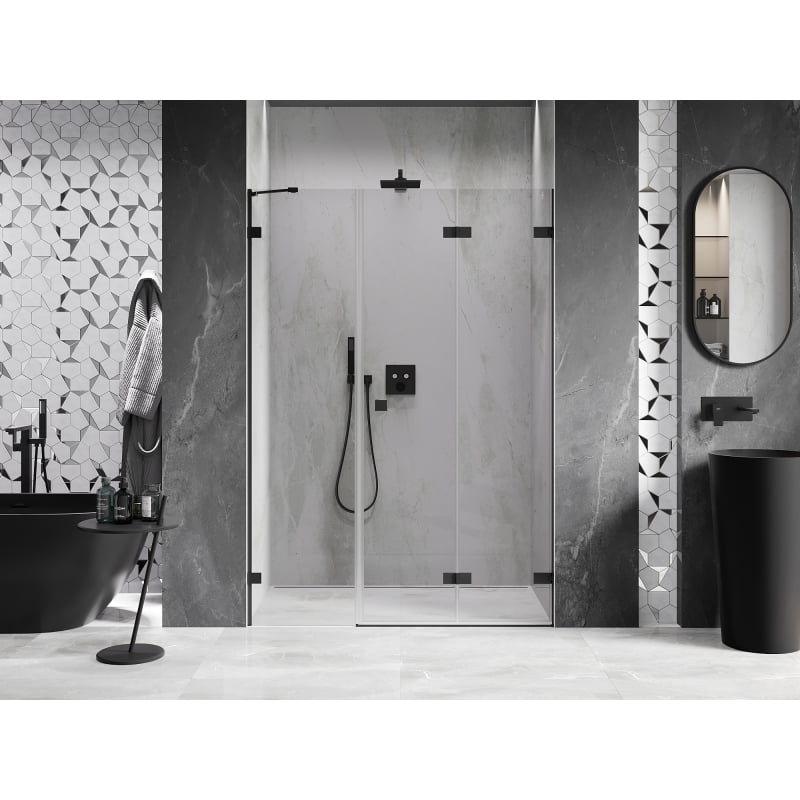 Mexen Lunar-F Folding Shower Door Right 125 cm, Transparent, Black - 836S-125-050-70-00-P