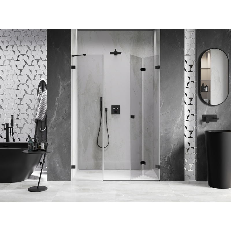 Mexen Lunar-F folding shower door right 145 cm, transparent, black - 836S-145-050-70-00-P