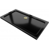 Mexen Flat rectangular slim shower tray 130 x 70 cm, black, gold siphon - 40707013G