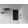Mexen Flat rectangular slim shower tray 130 x 70 cm, black, gold siphon - 40707013G