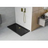 Mexen Flat rectangular slim shower tray 130 x 70 cm, black, gold siphon - 40707013G