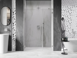 Mexen Lunar-B left-handed pivot shower door 120 cm, transparent, brushed nickel - 832S-120-050-97-00-L