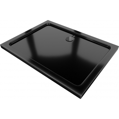 Mexen Flat slim rectangular shower tray 100 x 70 cm, Black, Black siphon - 40707010B