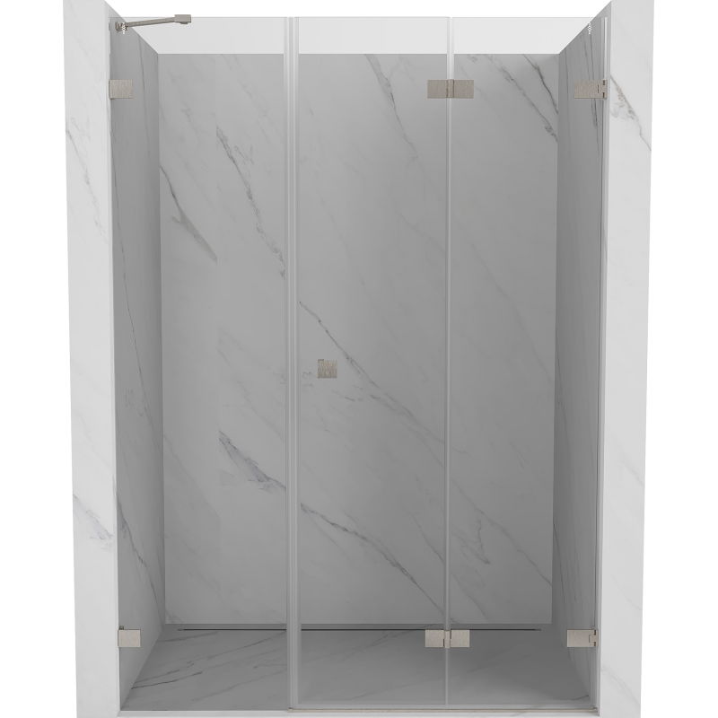 Mexen Lunar-F folding shower door right 130 cm, transparent, brushed nickel - 836S-130-050-97-00-P